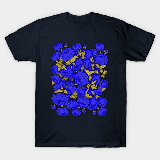 Blue Peonies T-Shirt by RockettGraph1cs